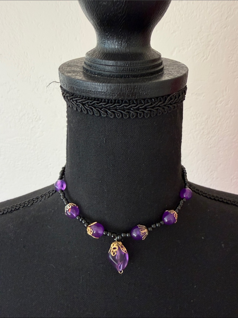 Handcrafted Purple Beaded Choker Necklace - Elegant Women’s Jewelry
